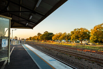 Train station platform in morning light in Singleton