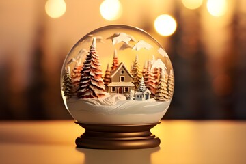 Fototapeta na wymiar Christmas Snow Globe Winter Forest