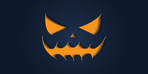 Fototapeta premium Simple halloween pumpkin expressions in paper cut style for poster or brochure.