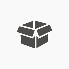 Open box, package icon vector isolated