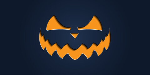Naklejka premium Simple halloween pumpkin expressions in paper cut style for poster or brochure.