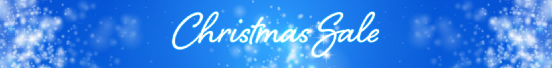 Christmas banner with glittering blue background