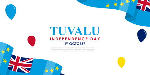 Obraz na płótnie Canvas Vector illustration of Tuvalu Independence Day social media feed template