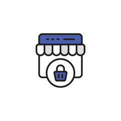 Online Shop icon design with white background stock illustration