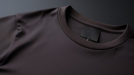 A close-up of the label on the T-shirt. Blank space for text or logo. Image generated by AI.