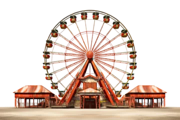 Deurstickers Old carnival with a Ferris wheel isolated on a transparent background, Generative Ai © rzrstudio