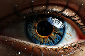Futuristic eye technology, digital iris made with AI