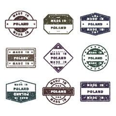 Made in Labels Set with Grunge Effect Isolated on White Background