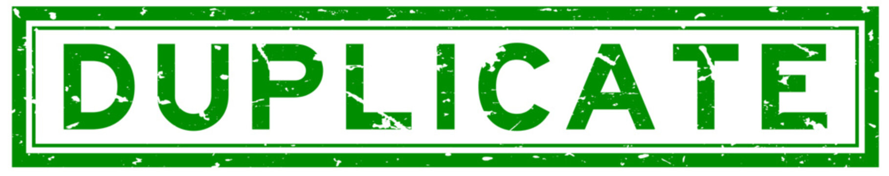 Grunge green duplicate word square rubber seal stamp on white background
