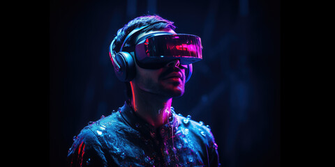 Virtual reality: the user immersed in the world of games with virtual reality glasses