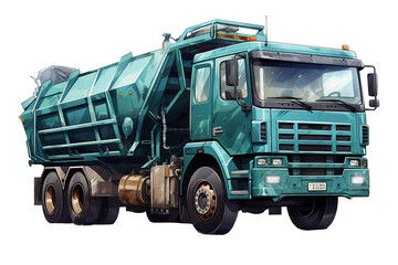 Garbage Truck isolated on a transparent background, Generative Ai