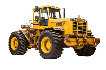 Motor grader heavy equipment vehicle isolated on a transparent background, Generative Ai