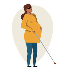 A vector image of a pregnant unseeing woman. - 653758425