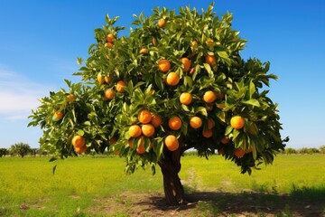 a fruitless citrus tree in an orchard - obrazy, fototapety, plakaty
