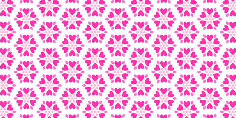 Vector isolated pink floral seamless pattern. Hexagon love background