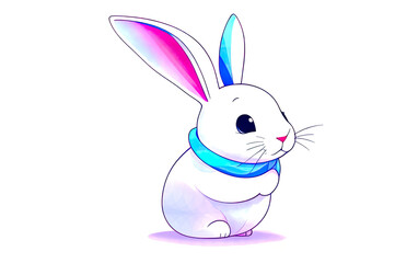 Fototapeta premium Adorable Domestic Rabbit on a White Background. generative Ai