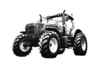 Black themed tractor isolated on a transparent background, Generative Ai