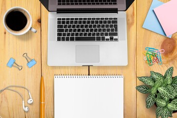 blank notebook on worker's office table
