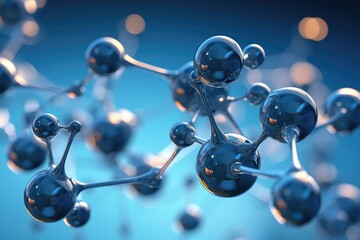 3D illustration of a molecule. Nanotechnology in medical research of biochemical processes