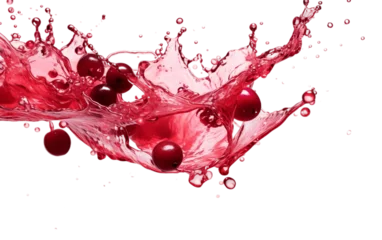 Gordijnen Glass Overflowing with Cranberry Juice, White Background © Usama