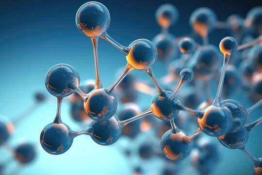 3D illustration of a molecule. Nanotechnology in medical research of biochemical processes