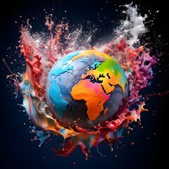 Unity in Diversity: Colorful Earth Globe Representing Humanity