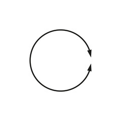 Dual round arrow in circle shape. Circular curved thin long double ended arrow. Vector illustration. 