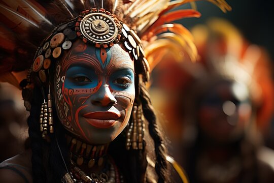 Chimbu Tribe Dancers: Vibrant dancers colorful costumes and traditional dance.