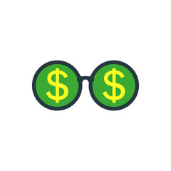 Glasses with round lenses and a dollar sign inside.