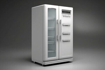 White isolated refrigerator for retail - 3D rendering. Generative AI