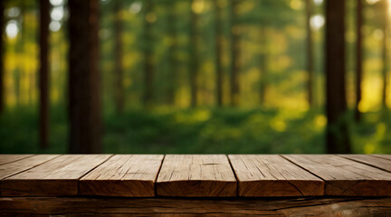 wooden table with nature background
