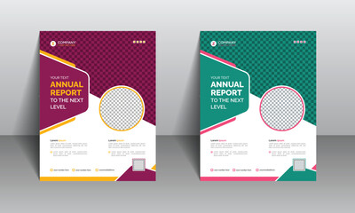 Annual report design for bank office and business etc. File folder with two-colour variation.