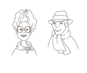 vector illustration elderly man woman grandmother grandfather