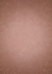 Fototapeta premium Pale pink textured paper with vignette of golden hand-drawn pattern on a darker background color. Copy space. Digital artwork, A4. (pattern: p07-1e)