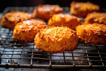 sweet potato biscuits cooling on a wire rack