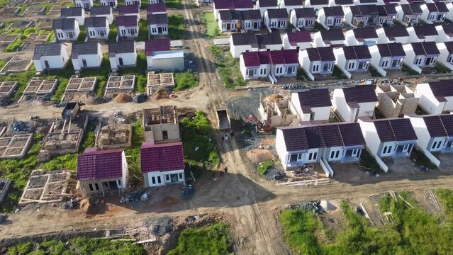 Aerial view of subsidized housing development in South Kalimantan