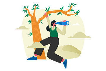 Looking for Business Opportunities With Binoculars vector illustration
