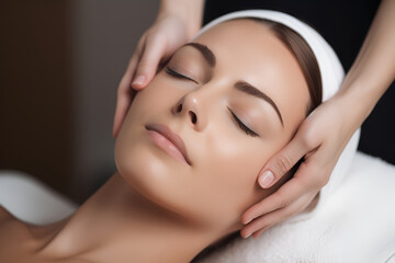 Relax facial and head massage 1 - obrazy, fototapety, plakaty