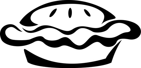 Pumpkin pie. Black silhouette of a pumpkin pie isolated on a white background. Vector illustration