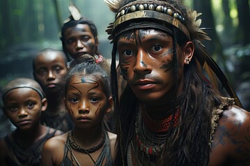 The Yanomami Tribe in the Amazon Rainforest.Generated with AI