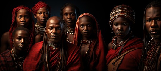 Maasai Tribe - Known for their distinctive clothing and culture,Generated with AI - obrazy, fototapety, plakaty