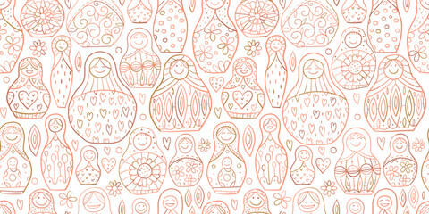Seamless pattern with russian nesting dolls, Matryoshka