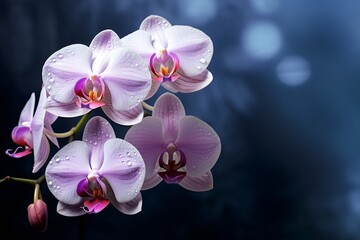 beautiful orchid flowers blank space background, ai generative