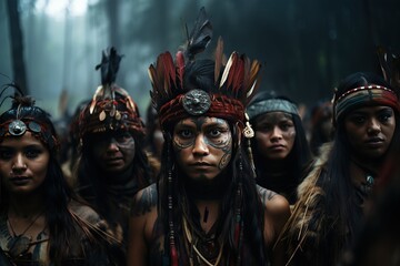 Mentawai Tribe - Indigenous to the Mentawai Islands of Indonesia.Generated with AI - obrazy, fototapety, plakaty