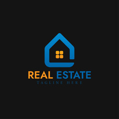 blue gold yellow Real Estate Logo abstract design vector