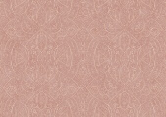 Hand-drawn abstract seamless ornament. Light semi transparent pale pink on a pale pink background. Paper texture. Digital artwork, A4. (pattern: p08-2b)