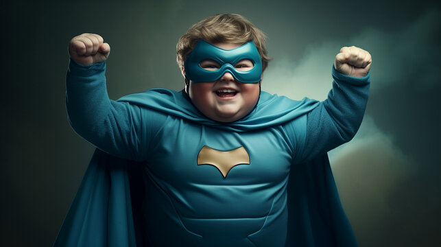 Little funny Superhero boy. Generative Ai