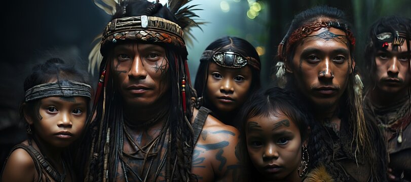 Yanomami Tribe in the Amazon Rainforest.Generated with AI