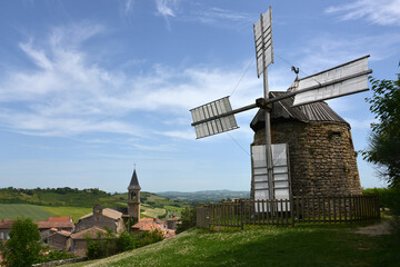 historic windmill in the medieval village of Lautrec in the department of Tarn