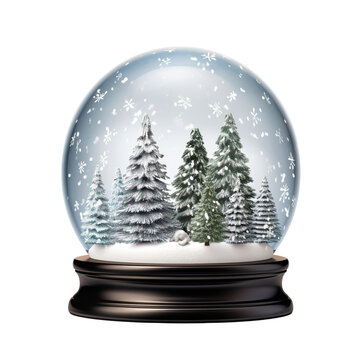 Snowy landscape snow globe isolated on a white background